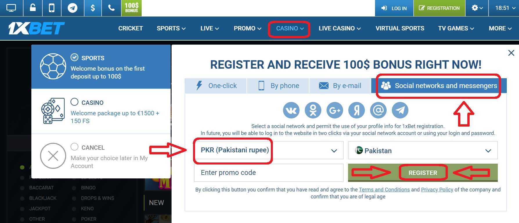 1xBet - Register Utilizing Your Social Network Account