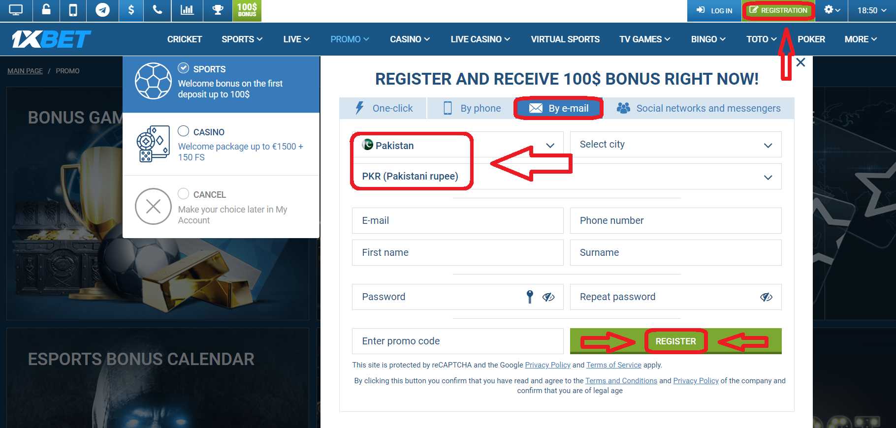 1xBet Registration Bonus